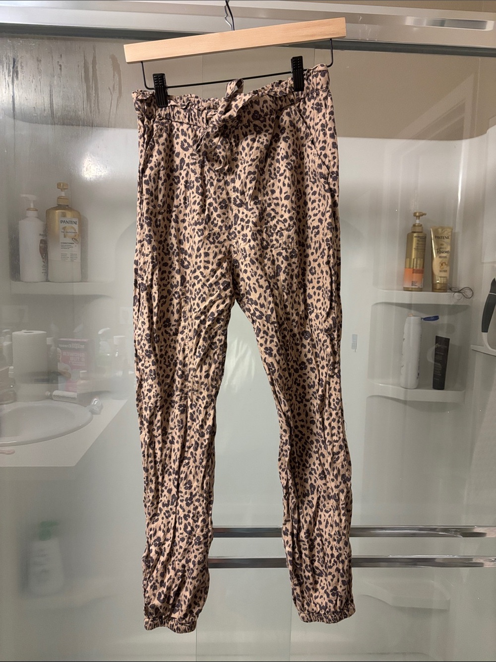 Daytrip Beige Leopard Print Paperbag Joggers